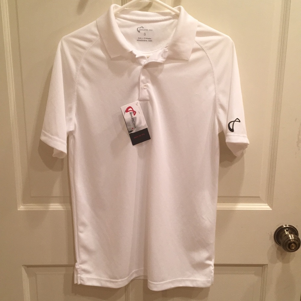 New Athletic DNA White Polo Shirt Tennis Golf Size Small AND Size Large